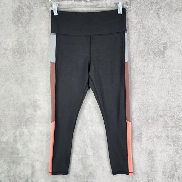 Womens Black Zyia Active Leggings Gray Brown Peach Colorblock Size 6-8 - Picture 2 of 12